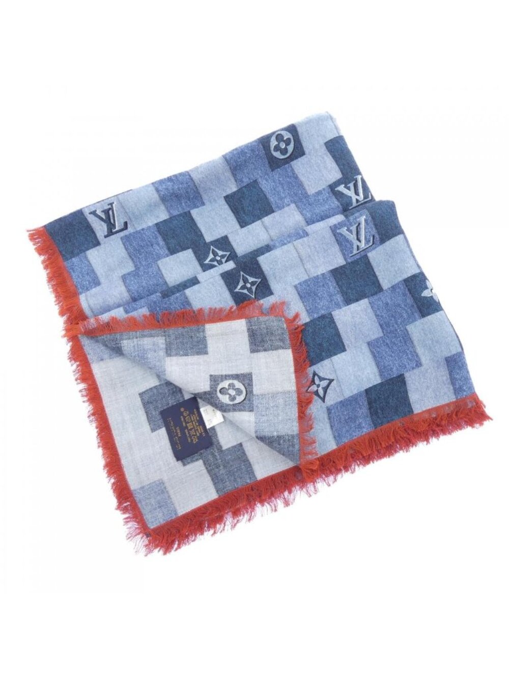 Louis Vuitton Shawl Monogram Denim Check Scarf